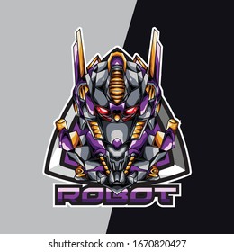 robot head e sport logo and mascot game