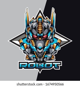 logo de la cabeza robot e sport y juego de mascota