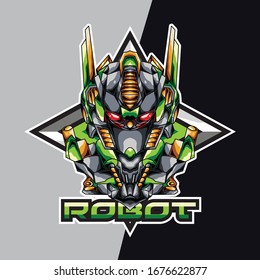 robot head e sport logo and mascot game