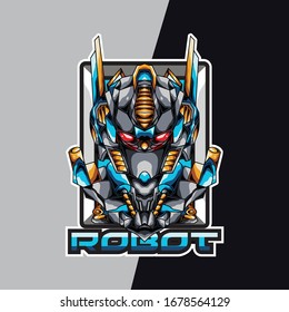 robot head e sport logo and mascot game