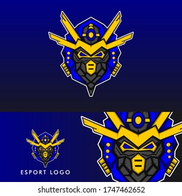 robot head esport mascot logo Premium Vector