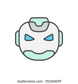 Robot head flat line icon.