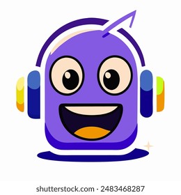 cabeza de robot con auriculares Ilustración vectorial