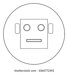 Robot head icon black color in circle vector illustration