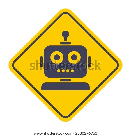robot head icon. chat bot in social networks. icon on a yellow background.