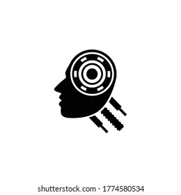 Logotipo del icono de la cabeza robot con fondo, concepto de tecnología de inteligencia artificial.