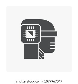 Robot head icon on white.