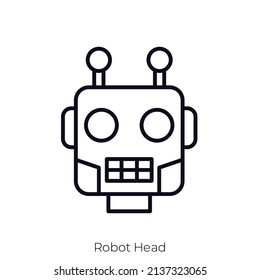 Icono de cabeza robótica. Diseño de icono de estilo de esquema aislado en fondo blanco