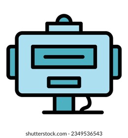 Vector de contorno de icono de cabezal robot. Un bot. Plano de color para niños Android
