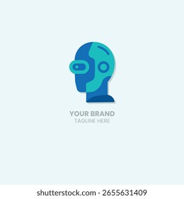 Ícone de cabeça de robô que representa a tecnologia da IA, aprendizagem de máquina e sistemas inteligentes. Excelente para aplicativos tecnológicos futuristas, automação e interfaces inteligentes.
