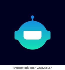 Icono de cabeza robot simple plantilla de logotipo en fondo azul.