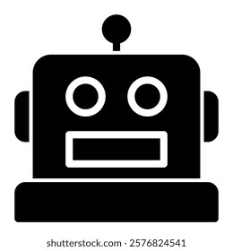 Robot head icon solid style transparent