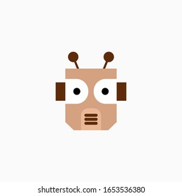 Icono de cabeza robótica. Símbolo de concepto de tecnología Vector AI o elemento de diseño en estilo plano.