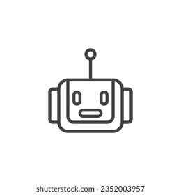 Robot head line icon. linear style sign for mobile concept and web design. Robot, chatbot outline vector icon. Symbol, logo illustration. Vector graphics