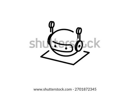 Robot head linear icon in line style isolated on white background