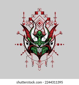 robot head logo with background ornament