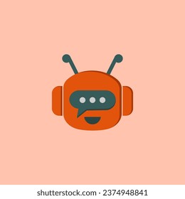 Robot Head Logo with Chat Icon
