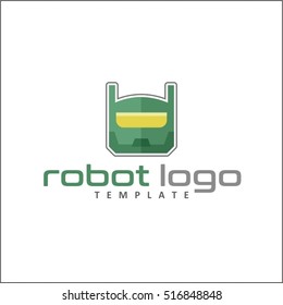Robot head logo in flat-style for technology producing companies and business, vector illustration logo template