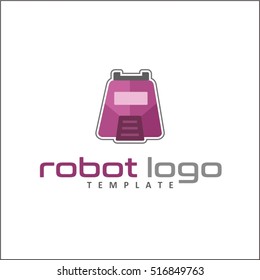 Robot head logo in flat-style for technology producing companies and business, vector illustration logo template