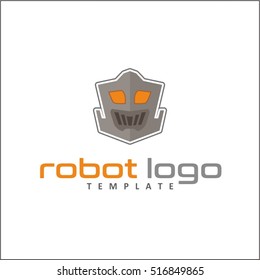 Robot head logo in flat-style for technology producing companies and business, vector illustration logo template