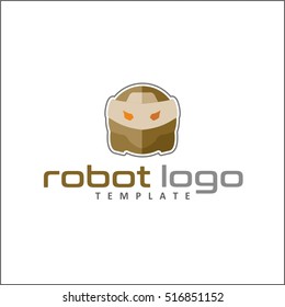 Robot head logo in flat-style for technology producing companies and business, vector illustration logo template