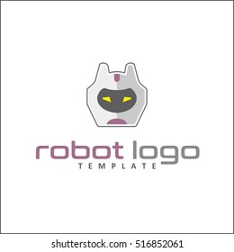 Robot head logo in flat-style for technology producing companies and business, vector illustration logo template