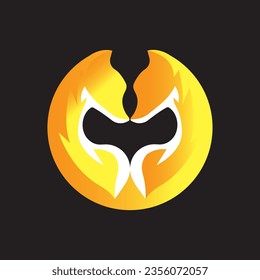 logotipo de cabeza de robot, este logotipo se crea a partir de dos cabezas de zorro