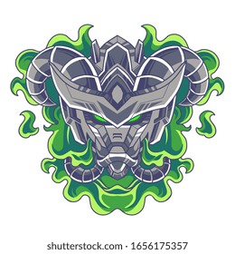Ilustración de diseño del logotipo de la mascota de cabezal robot