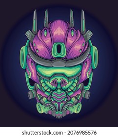 Robot head mascot logo design bot illustration