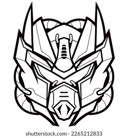 Dibujo de la línea de diseño del logotipo de la mascota para cabezas de robot