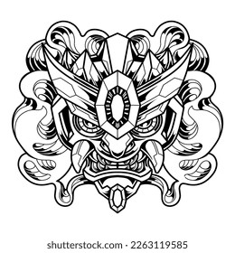 Robot head  mascot logo line art