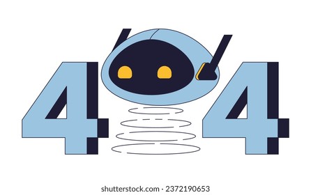 Robot head on spring error 404 flash message. Artificial intelligence. Empty state ui design. Page not found popup cartoon image. Vector flat illustration concept on white background