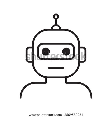 Robot Head Outline Icon. Artificial Intelligence, chat bot