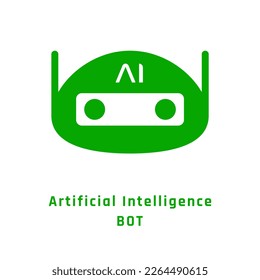 Robot head pictogram. Artificial intelligence bot simple icon. Vector logotype, isolated on white background.
