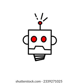robot head red eye minimal illustration vector design