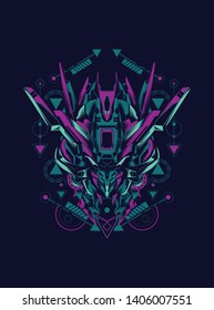 Robot head with sacred geometry pattern