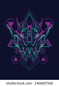 Robot head with sacred geometry pattern