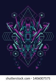 Robot head with sacred geometry pattern svg