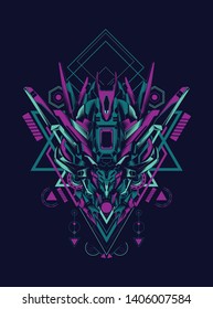 Robot head with sacred geometry pattern