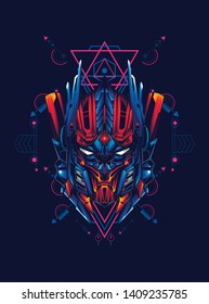 Robot head with sacred geometry pattern