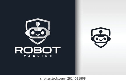 Robot Head in Shield Logo