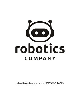 Robot Head Silhouette Logo Icon Vector Illustration