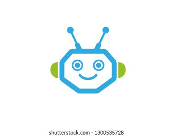 robot head with smile face for logo design