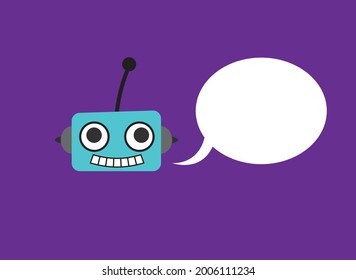 Robot Head with Speech Bubble Flat Vector Cartoon Illustration 015