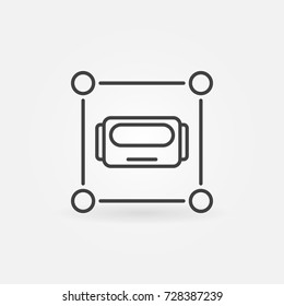 Robot head in square vector concept icon or symbol in thin line style