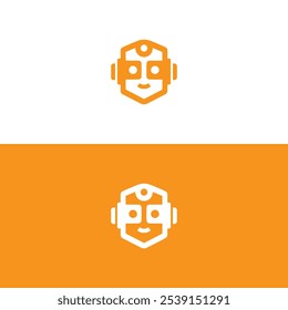 robot head technology science logo vector illustration template design