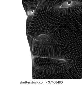 Robot head. There is emotion inside of the artificial intelligence.Vector