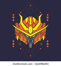 Robot head vector illustration. for esports logo, gaming mascot, t shirt print and apparel or badge.