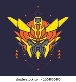 Ilustración vectorial de cabezal robot. para esports logotipo, mascota de juegos, impresión de pantalones y ropa o placa.