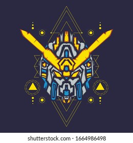 Ilustración vectorial de cabezal robot. para esports logotipo, mascota de juegos, impresión de pantalones y ropa o placa.
